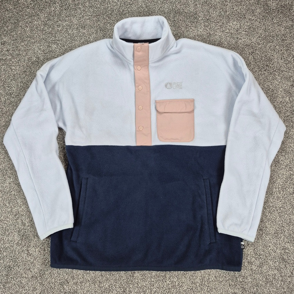 Picture Organic Clothing Fleece‎ Pullover Womens Large Blue Colorblock Snap